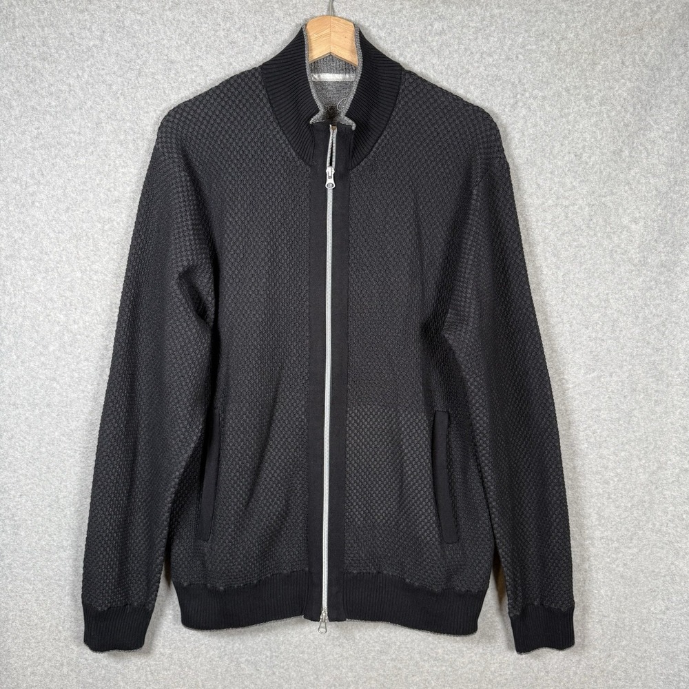 Robert Graham Zip Up Sweater Large Men's Knit Gray Black